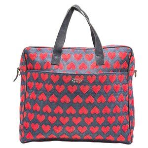 WKND WYFR Navy Blue And Red Heart Travel Bag
